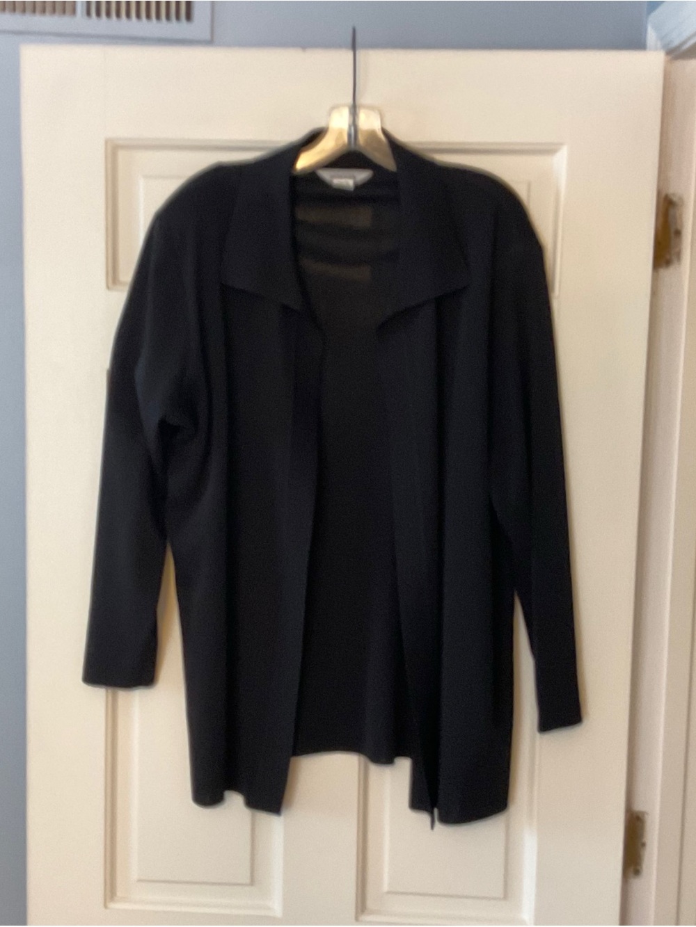 Exclusively Misook Open Front Cardigan Sweater Jacket Black Medium Work Office